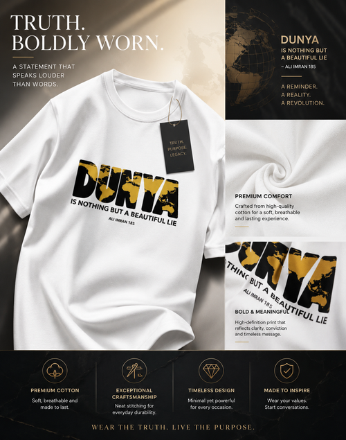 UMAR LOOKS DUNYA Graphic Printed Oversized T-Shirt for Men | "Dunya Is Nothing But A Beautiful Lie" Statement Tee | Premium Cotton Casual Streetwear