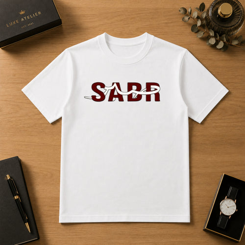 UMAR LOOKS “SABR” Islamic Calligraphy T-Shirt – Minimal Faith Inspired Design
