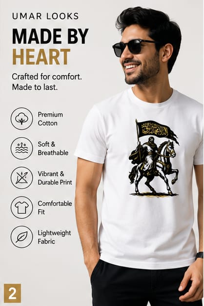 UMAR LOOKS Warrior Heritage Premium Graphic T-Shirt for Men | Casual Round Neck Cotton Tee.